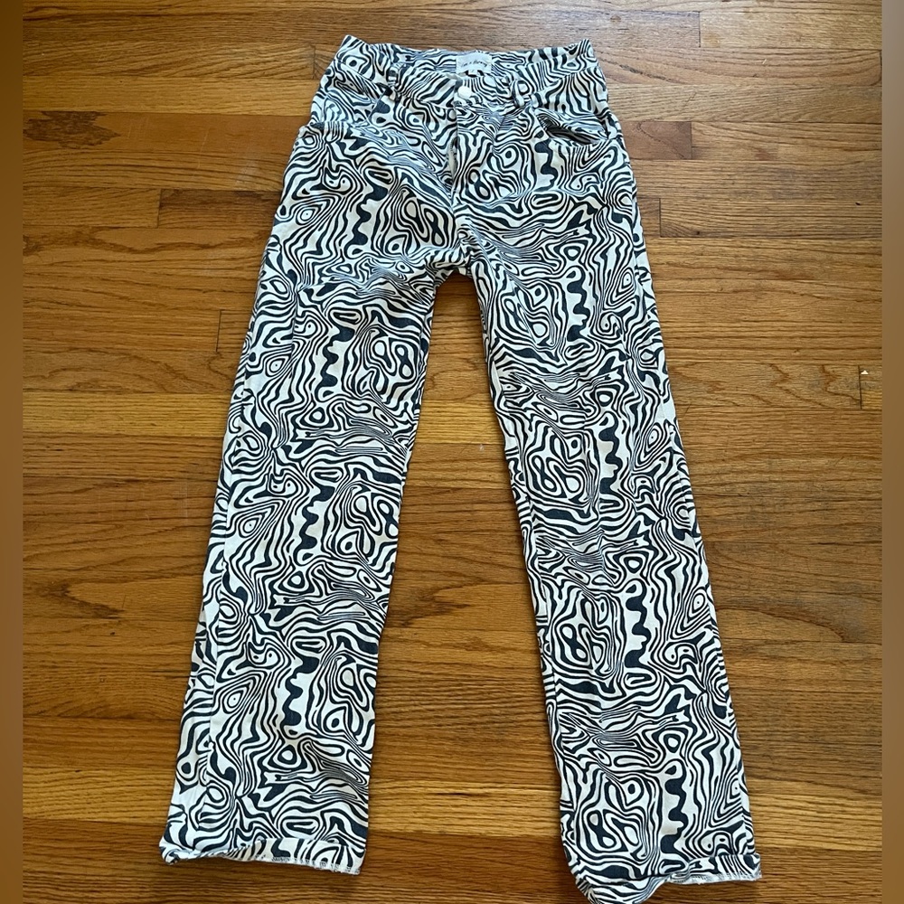 Love + Harmony white straight pants with blue designs